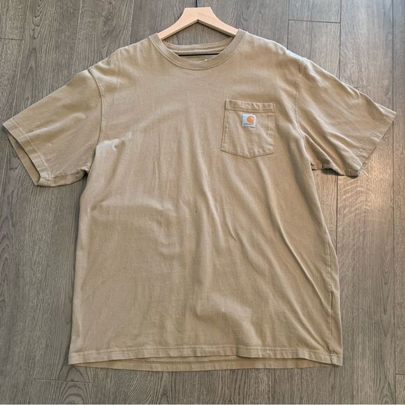 Carhartt T-Shirt Men’s Large Tall Khaki Short Sleeve Loose Fit. - Picture 3 of 12